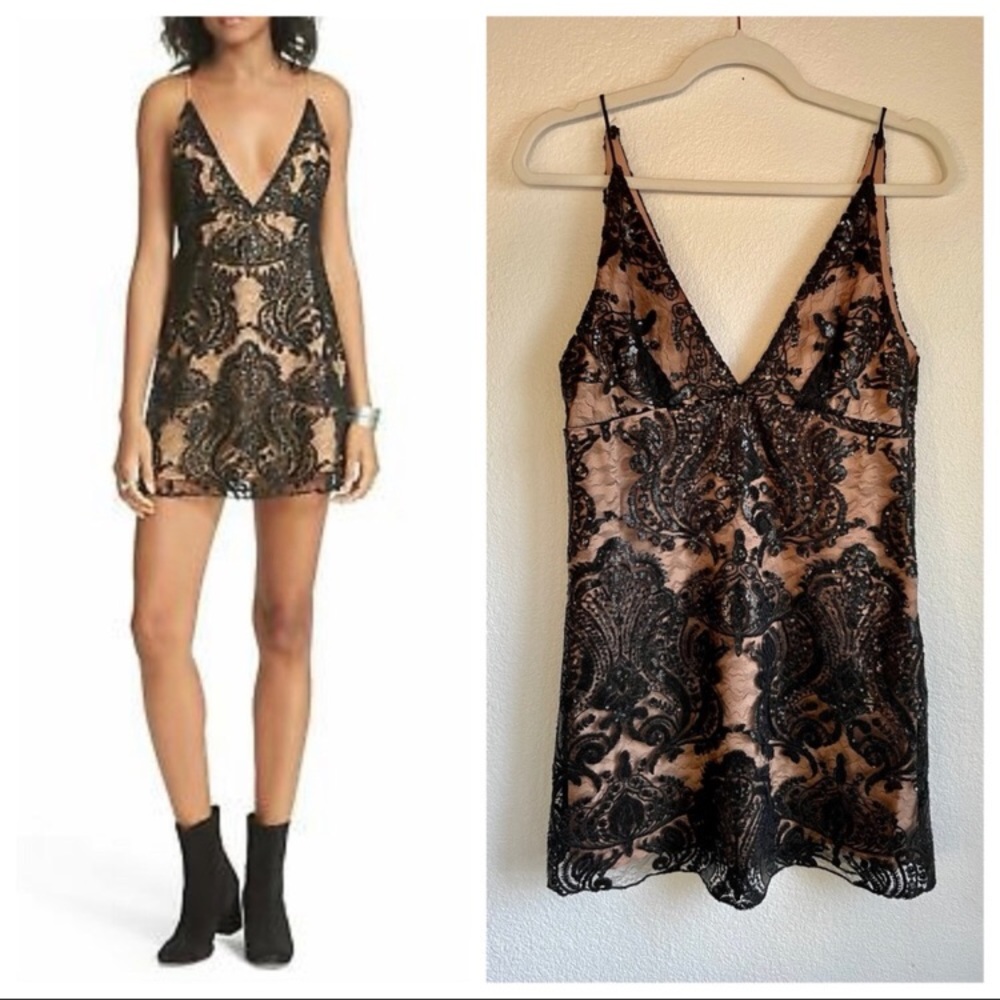 Free People Night Shimmer Mini Dress - Size 4